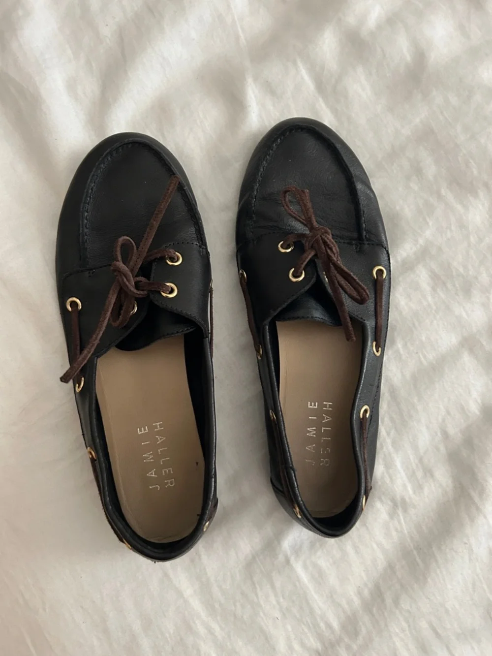 Jamie Haller Black Leather Boat Loafers 38 - Picture 3 of 9